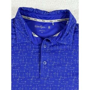 Walter Hagen 11 Polo Mens XL Blue Golf Club Grid Print Shirt Wicking Athleisure